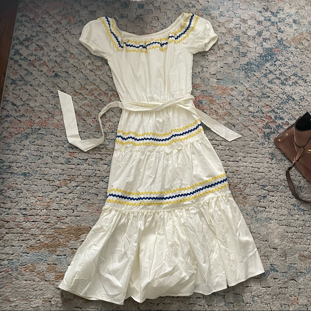 Tory Burch Blue White Cotton Kaley Ellora Popover Dress